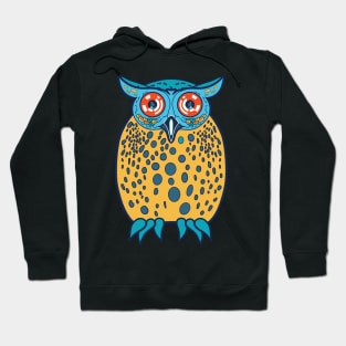 Playful and Friendly night owl in blue and yellow Hoodie